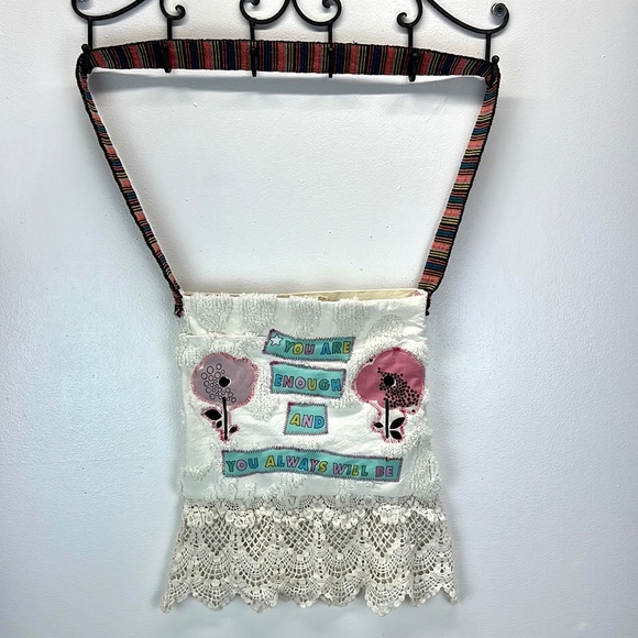 ⭐️Adorned Crown Textile You are enough always will be crossbody bag boho - Picture 2 of 13